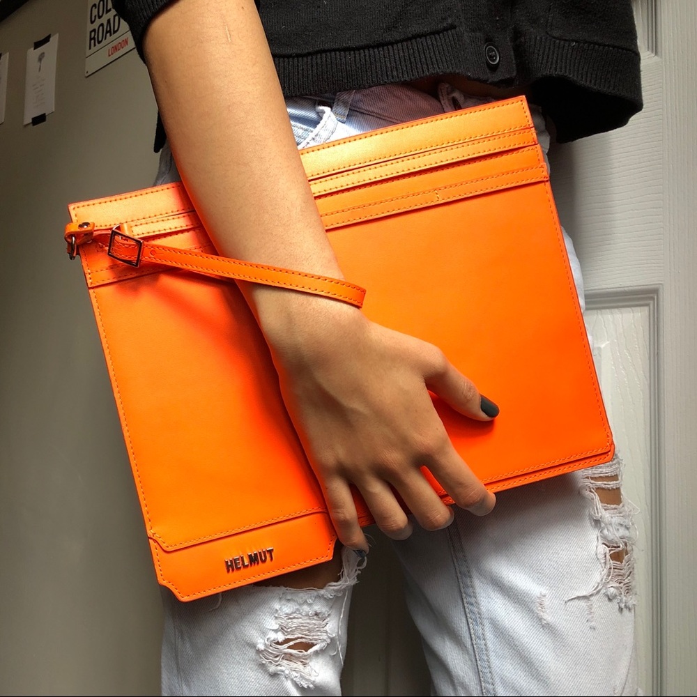 Helmut Lang Folder Clutch in Orange